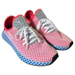 Adidas Deerupt Solar Red Bluebird Men's Size US10 Mesh Running Shoes